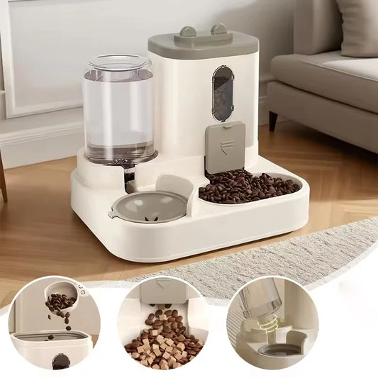 Comedero para mascotas de gran capacidad, dispensador de agua automático integrado, tazón de comida para gatos, tazón de alimentación para perros, tazón para gatos, tazón para perros, suministros para mascotas