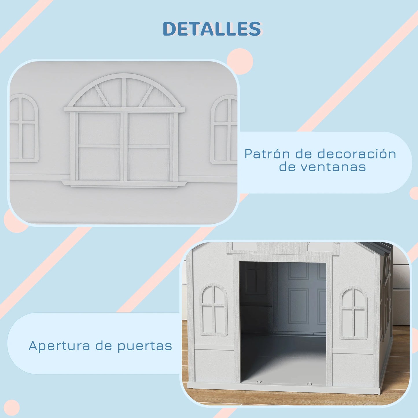 Pawhut Dog Kennel 65X75.7X63 cm with Gray and White Window Pattern