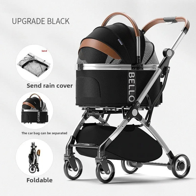 Cochecito Transportín Premium Plegable para Perros y Gatos