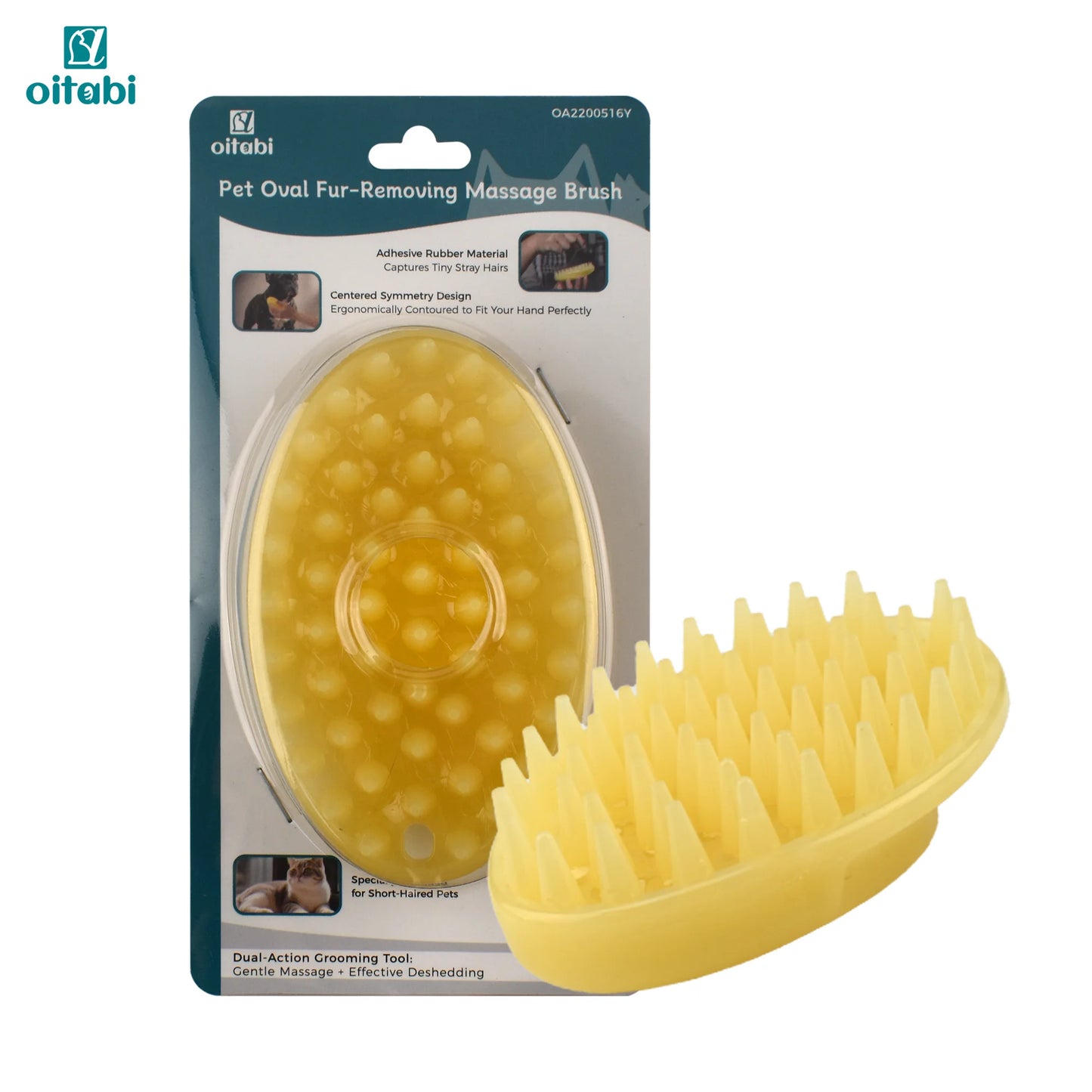 Oitabi Pet Soft Rubber Brush for Short Hair Dogs Cats, Shower Wash Curry Brush, Dog Hair Combing Back Massage for Short Hair Pet