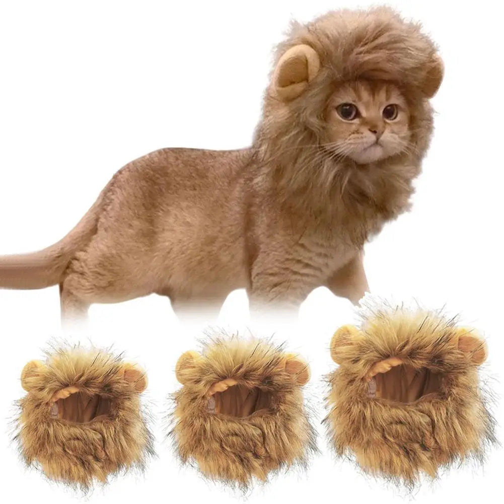 Cat Hairpiece Humorous Lion Mane Headgear for Dogs and Cats Adjustable Costume Accessories for Fun Dress-up and Play