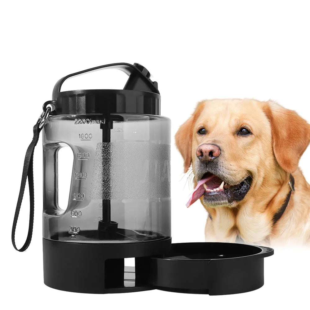 Suministros para Mascotas, Bebedero Portátil 2 en 1 de 77 oz/2.2 L para Mascotas, Tazón de Agua para Gatos, Bebedero a Prueba de Fugas con Bloqueo, Botella de Agua para Perros y Cachorros