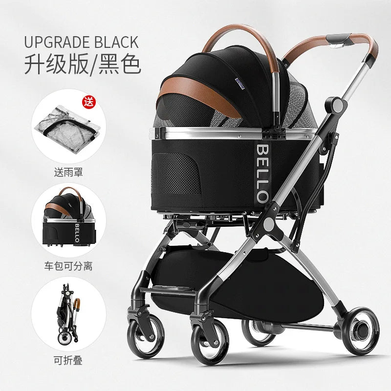 Cochecito Transportín Premium Plegable para Perros y Gatos
