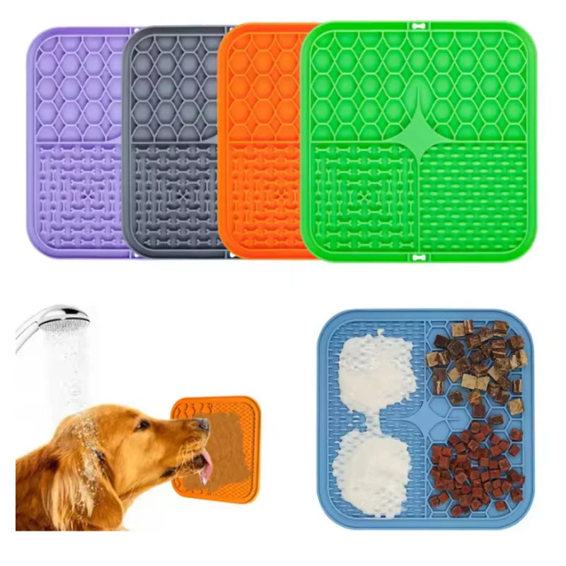 Pet Lick Silicone Mat Slow Feeder Dog Food Plate Bathing Distraction Sucker Training Feeder Supplies for Dogs