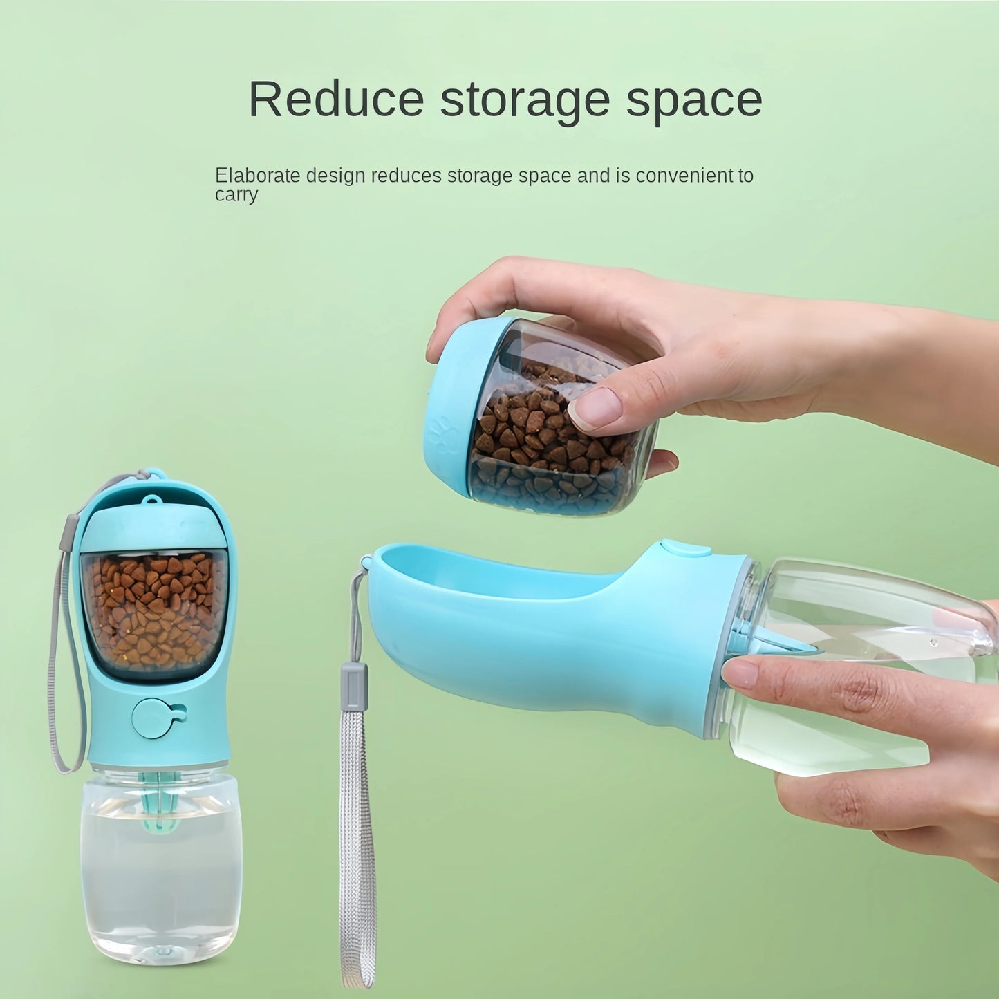 Botella de Agua Portátil para Perros y Gatos con Contenedor de Almacenamiento de Comida y Agua para Cachorros, Mascotas, Perros, Tazón de Alimentación, Suministros para Mascotas de Viaje al Aire Libre