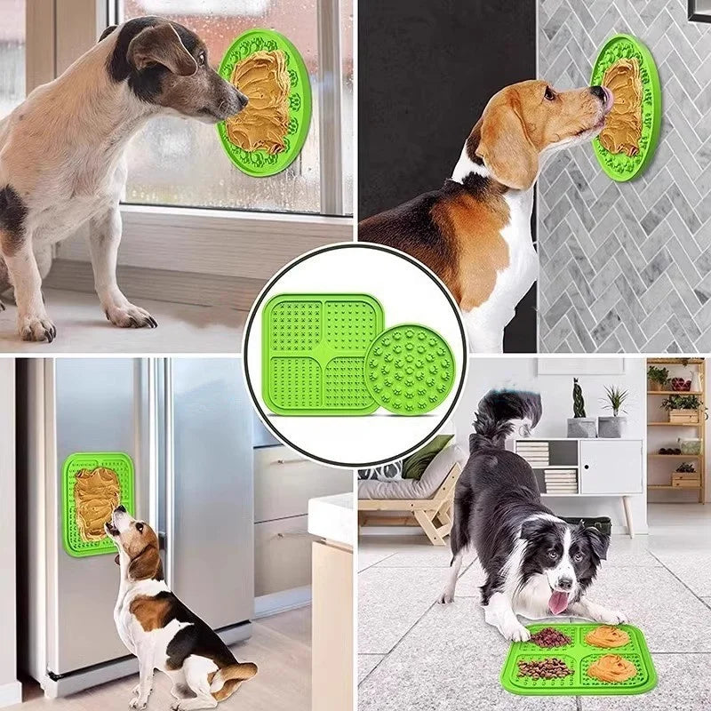 Pet Lick Silicone Mat Slow Feeder Dog Food Plate Bathing Distraction Sucker Training Feeder Supplies for Dogs