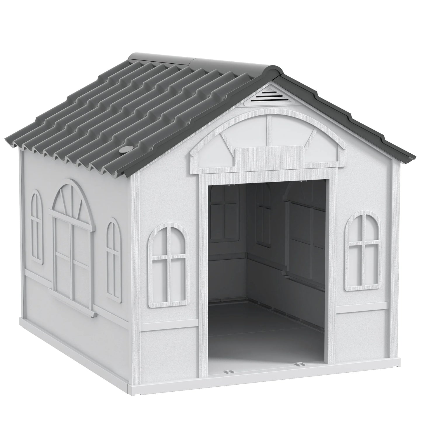 Pawhut Dog Kennel 65X75.7X63 cm with Gray and White Window Pattern