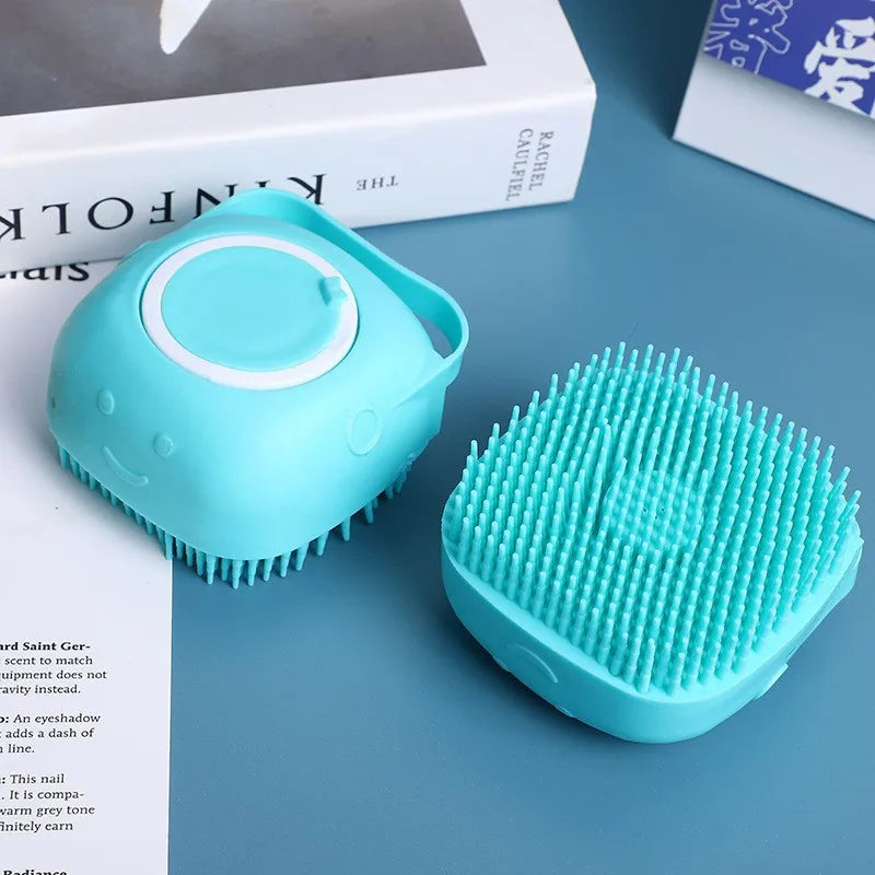 Cepillo de baño de silicona para mascotas, cepillo de belleza funcional, masaje, removedor de pelo para gatos, peine para perros, suministros de aseo para perros, accesorios para mascotas