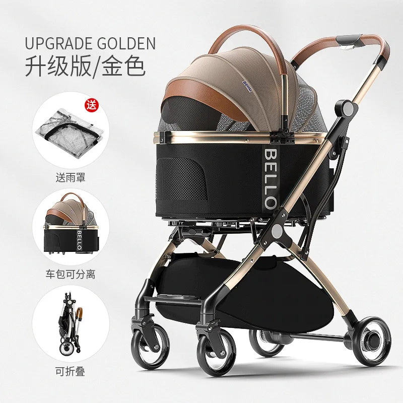 Cochecito Transportín Premium Plegable para Perros y Gatos