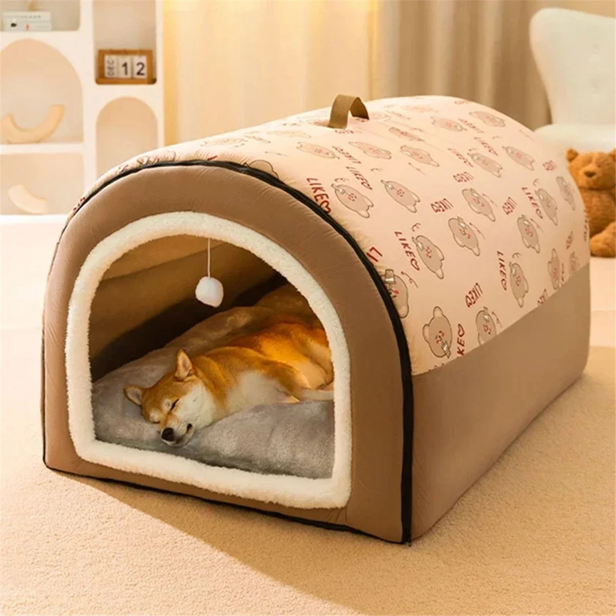 Cama Casita 2 en 1 Desmontable y Térmica para Mascotas