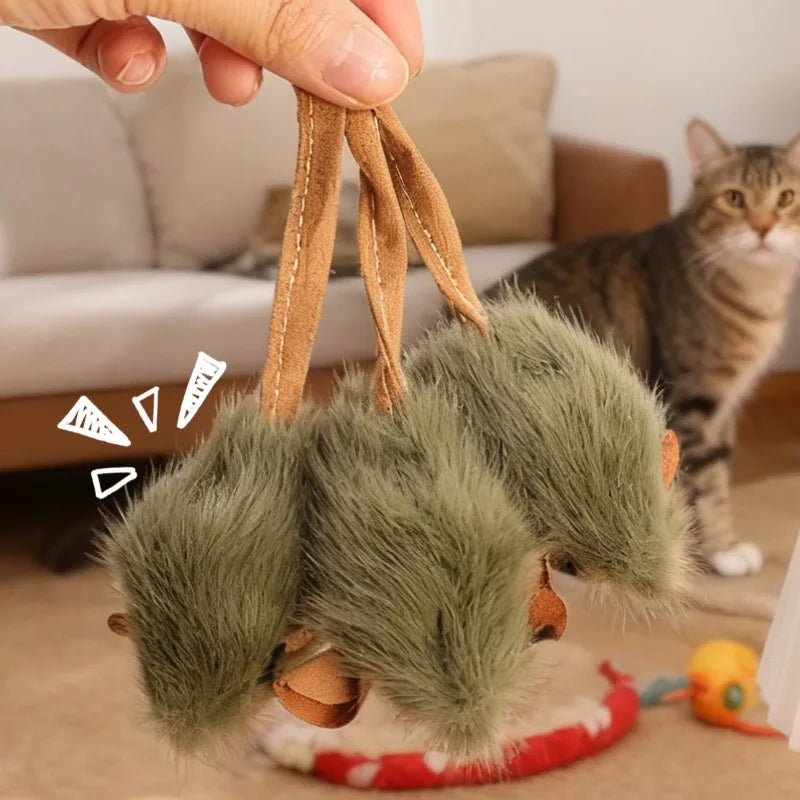 Juguetes Interactivos para Mascotas, Ratones de Peluche Simulados, Ratones con Sonido Simulado, Juguetes para Masticar para Gatos y Perros, Suministros de Entrenamiento para Mascotas en el Hogar