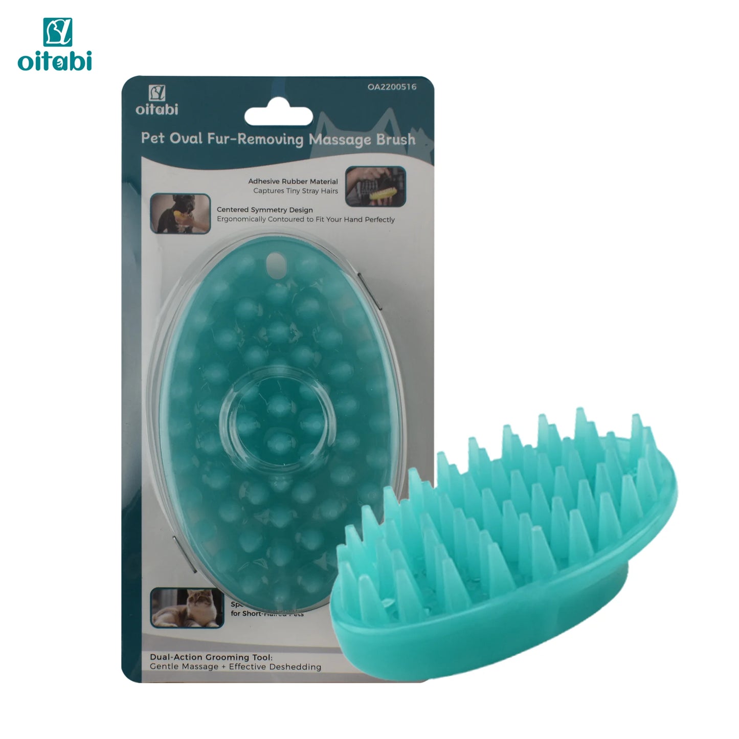 Oitabi Pet Soft Rubber Brush for Short Hair Dogs Cats, Shower Wash Curry Brush, Dog Hair Combing Back Massage for Short Hair Pet