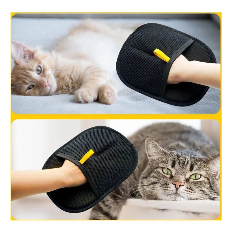 Guantes de aseo para mascotas, cepillo removedor de pelo para mascotas, guante de limpieza para gatitos, eliminación de pelo de perro y gato del sofá, alfombra, ropa, suministros para mascotas ﻿ ﻿