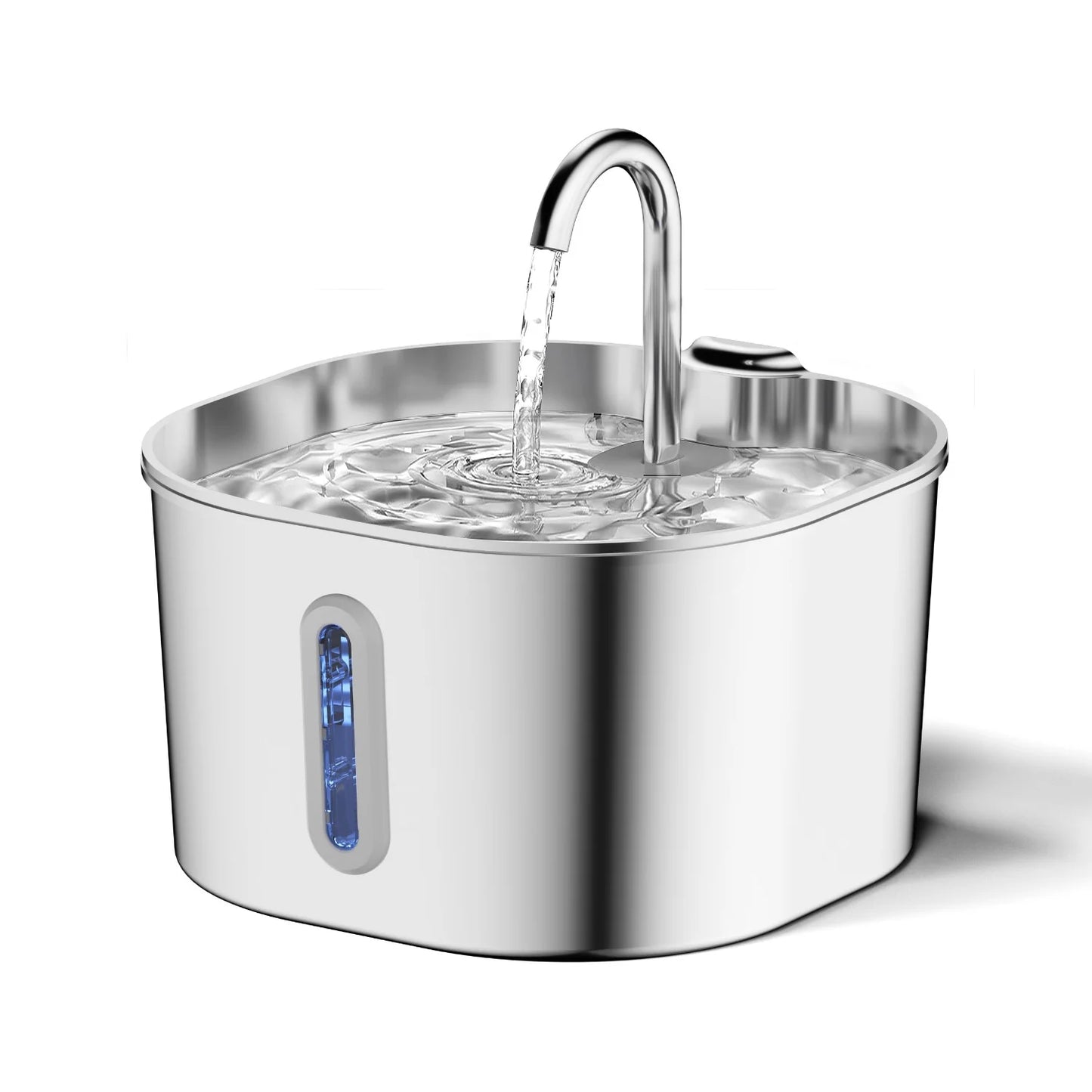 Fuente de agua para gatos de acero inoxidable, 2,2 L, dispensador de agua para mascotas con filtro, bebedero para perros para gatos, bomba de agua ultra silenciosa
