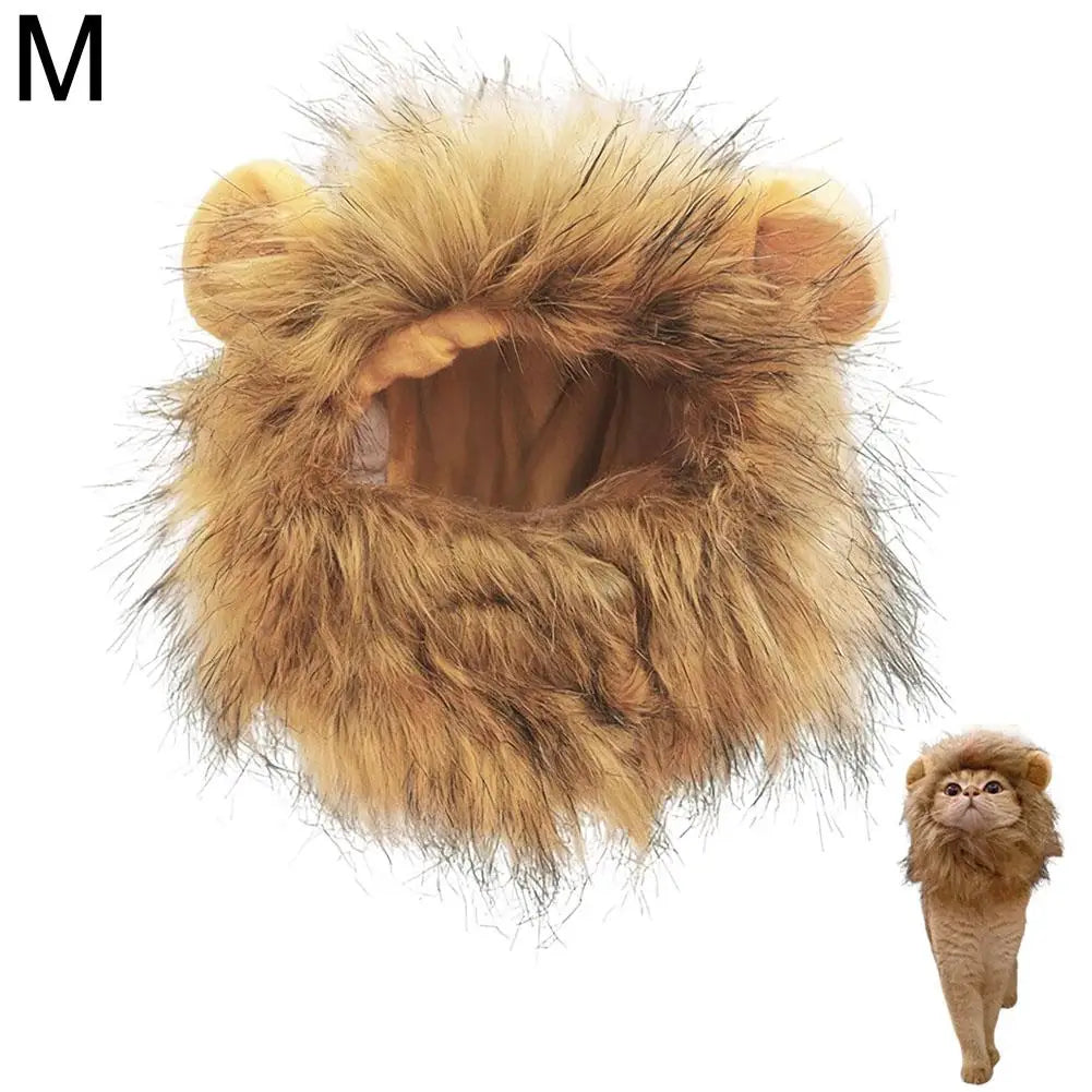 Cat Hairpiece Humorous Lion Mane Headgear for Dogs and Cats Adjustable Costume Accessories for Fun Dress-up and Play