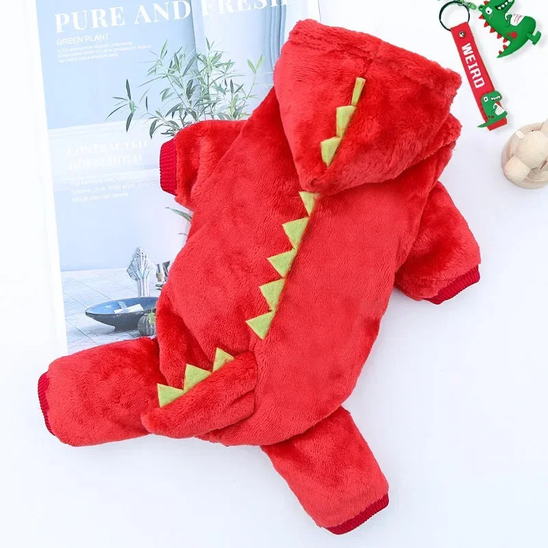 Dinosaur Dog Clothes Fleece Pet Jumpsuits Winter Warm Dog Coat Jacket for Dogs Hoodies Chihuahua French Bulldog Clothing