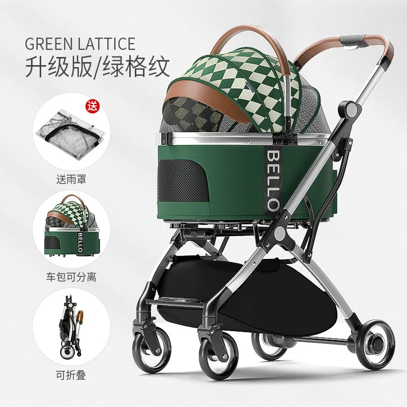 Cochecito Transportín Premium Plegable para Perros y Gatos