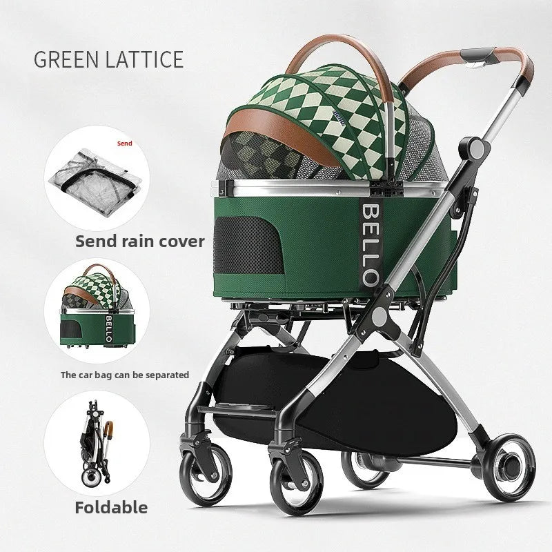 Cochecito Transportín Premium Plegable para Perros y Gatos