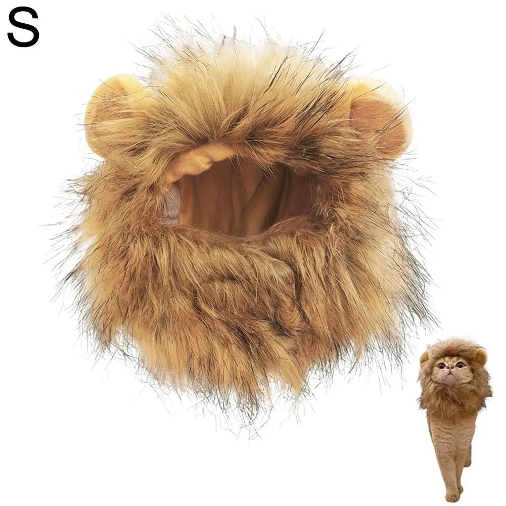 Cat Hairpiece Humorous Lion Mane Headgear for Dogs and Cats Adjustable Costume Accessories for Fun Dress-up and Play